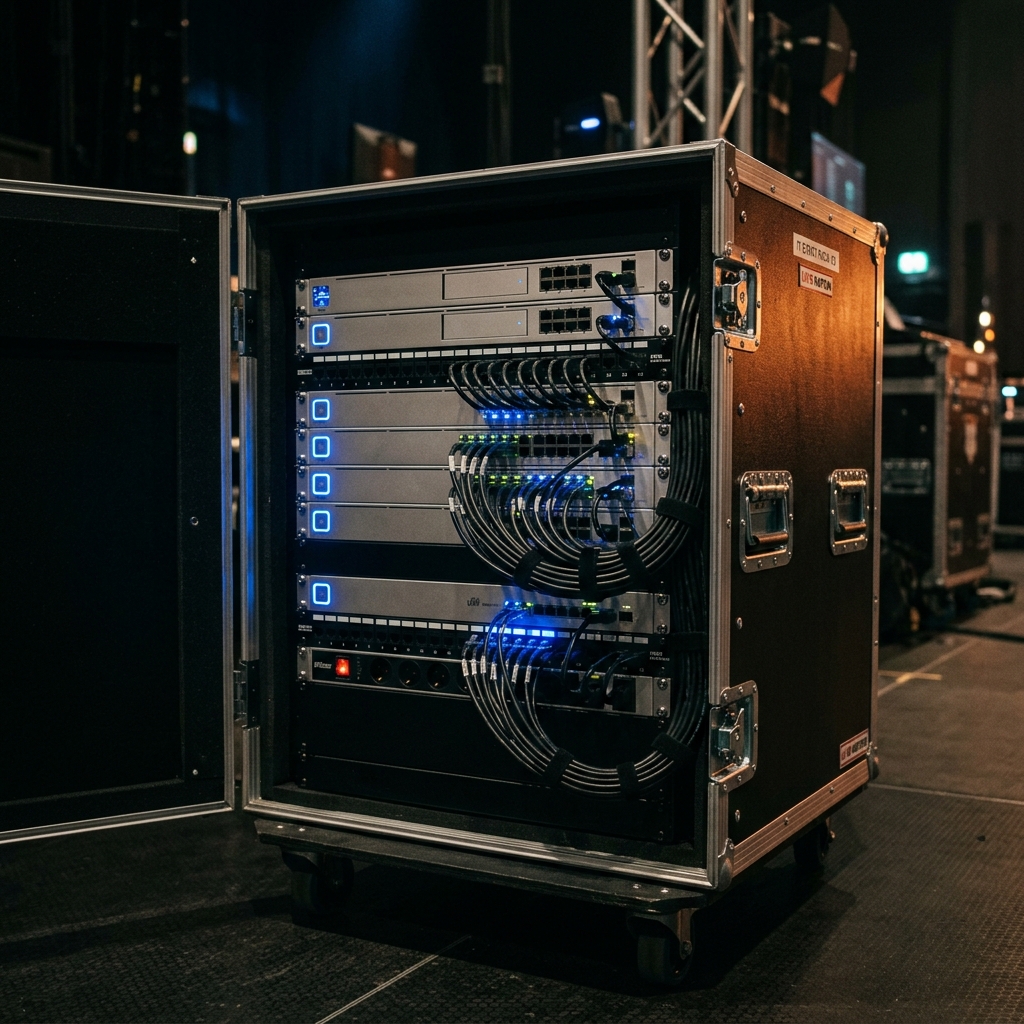 event netzwerktechnik im Flightcase – UniFi Enterprise Netzwerk-Rack
